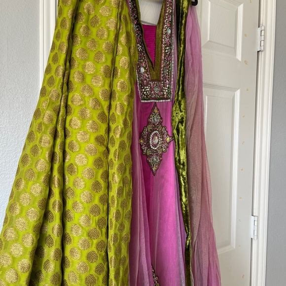Indian Pakistani designer salwar dupatta and palazzo pants size 46 - Picture 3 of 6
